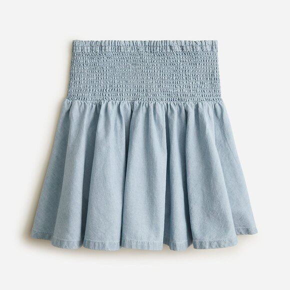 NWT J.Crew Chambray smocked mini skirt M - Picture 1 of 5